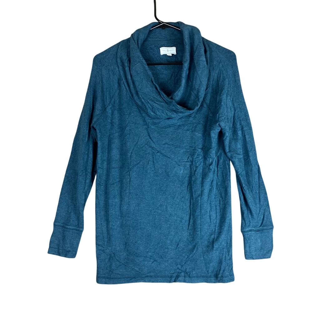 Lou & Grey Womens Sweater Teal Cowl Neck Long Sleeve Soft Stretch Medium
